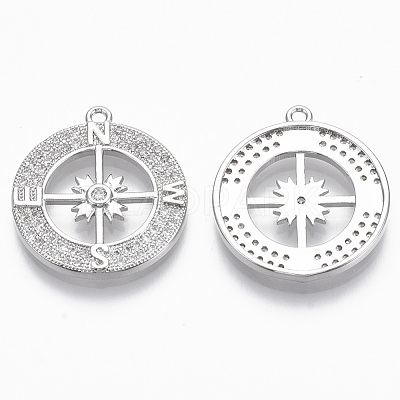 Brass Micro Pave Cubic Zirconia Pendants KK-R130-016P-NF-1