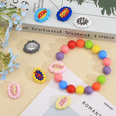 18Pcs 9 Style Cloud with Word Food Grade Eco-Friendly Silicone Focal Beads SIL-CA0002-76-1