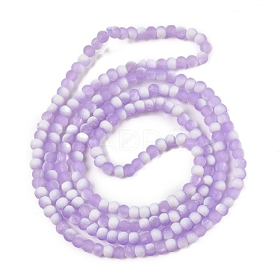 Frosted Crackle Glass Beads Strands GLAA-U001-4mm-M04-1