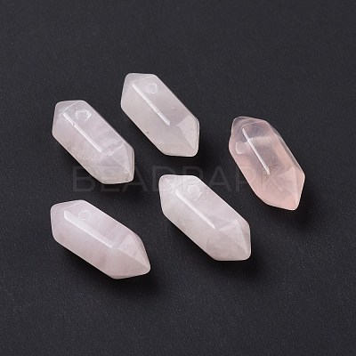Natural Rose Quartz Double Terminal Pointed Pendants G-C007-02A-12-1