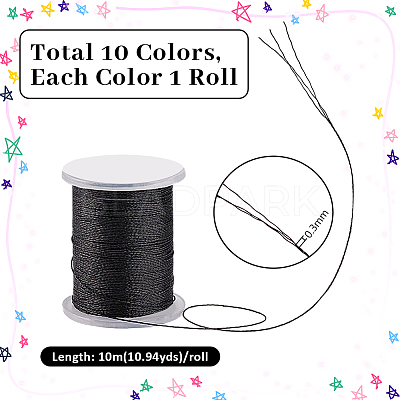 10 Rolls 10 Colors Waxed Nylon Cord DIY-WH0656-17A-1