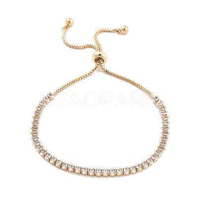 Brass Pave Clear Cubic Zirconia Horse Eye Box Chain Slider Bracelets BJEW-YWC0002-06A-G-1