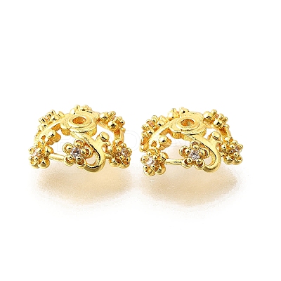 Flower Brass Bead Caps KK-V008-06G-1