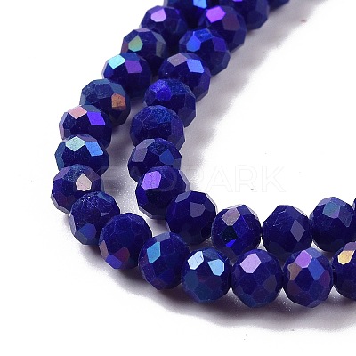 Electroplate Opaque Solid Color Glass Beads Strands X1-EGLA-A034-P4mm-L12-1
