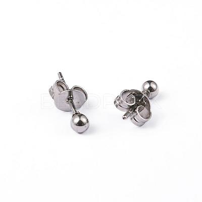 Tarnish Resistant 304 Stainless Steel Ball Stud Earrings EJEW-2224-3mm-P-1