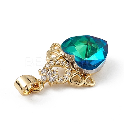 Real 18K Gold Plated Rack Plating Brass Micro Pave Clear Cubic Zirconia Pendants KK-C015-30G-15-1