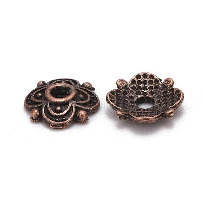 4-Petal Tibetan Style Alloy Flower Bead Caps LS-X-TIBE-S222-R-NR-1