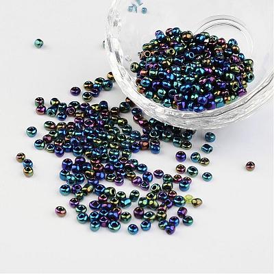 8/0 Electroplated Iris Round Glass Seed Beads X-SEED-A009-3mm-605-1