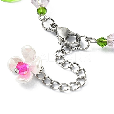 Glass & Resin & Acrylic Flower Charm Bracelet BJEW-JB09435-01-1