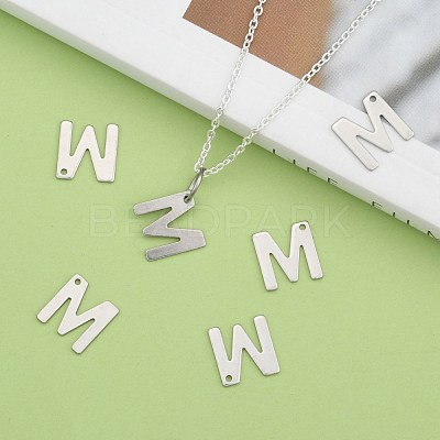 Tarnish Resistant 304 Stainless Steel Letter Charms X-STAS-O072-M-1
