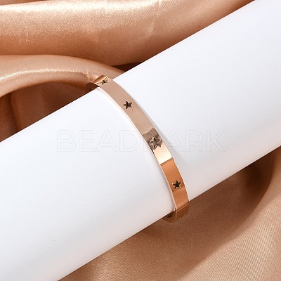 Hollow Star 304 Stainless Steel Hinged Bangles BJEW-L610-20RG-1