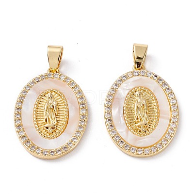 Brass Micro Pave Clear Cubic Zirconia Pendants ZIRC-M116-23G-1