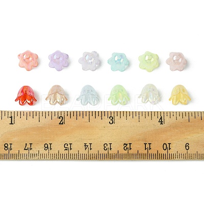 6-Petal Imitation Jelly Acrylic Bead Caps JACR-FS0001-02-1