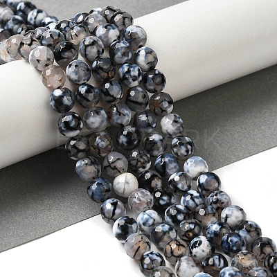 Dyed & Heated Natural Fire Crackle Agate Beads Strands G-P539-B01-14-1