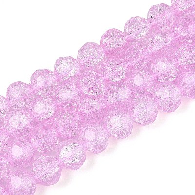 Transparent Crackle Glass Beads Strands GLAA-N053-10mm-08-1