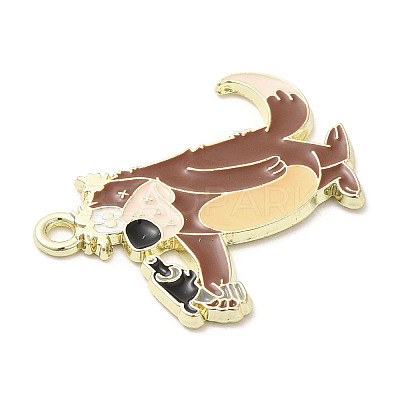 Light Gold Plated Alloy Enamel Pendants ENAM-L041-06E-1
