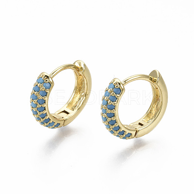 Brass Micro Pave Cubic Zirconia Huggie Hoop Earrings EJEW-R144-004D-NF-1