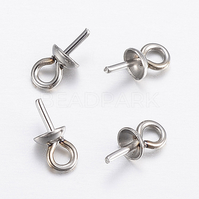 304 Stainless Steel Cup Pearl Peg Bails Pin Pendants STAS-H452-01P-1