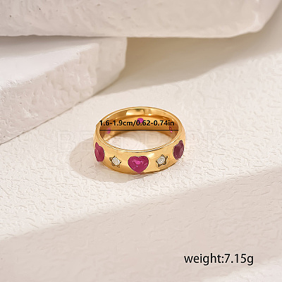 Heart Brass Micro Pave Cubic Zirconia Finger Rings for Women MC1356-3-1