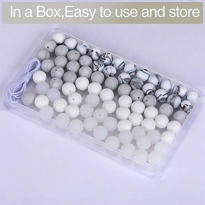 80Pcs 4 Style Round Silicone Focal Beads SIL-SZ0001-22A-1