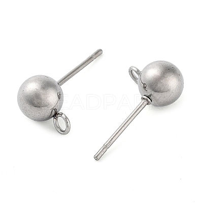 Non-Tarnish 304 Stainless Steel Ball Post Stud Earring Findings STAS-Z035-02P-D-1