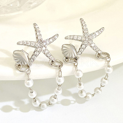 Starfish Brass Stud Earrings WH-WGC6CD4-01-1