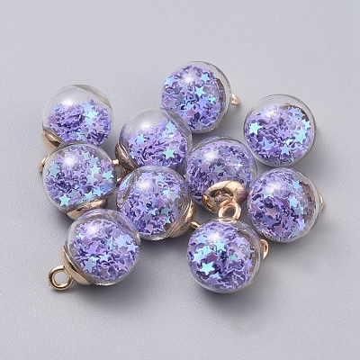 Transparent Glass Globe Pendants GLAA-TAC0002-I08-1