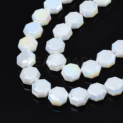 Electroplate Opaque Solid Color Glass Beads Strands EGLA-N002-27-A07-1