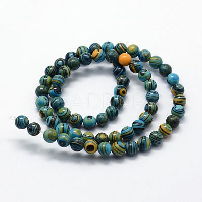 Synthetic Malachite Beads Strands G-I199-32-8mm-E-1