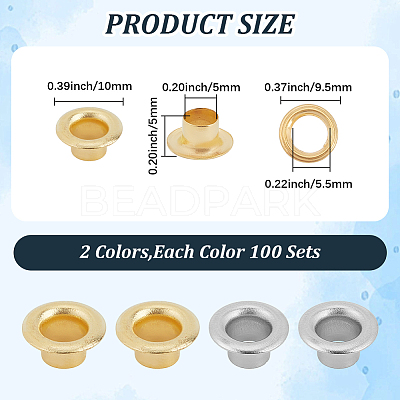200Pcs 2 Colors Iron Grommet Eyelet Findings IFIN-GF0001-59A-1