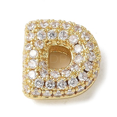 Brass Micro Pave Cubic Zirconia Beads KK-P290-61G-D-1