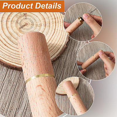 Sandalwood Leather Craft Sewing Needles Case Box TOOL-WH20013-07G-1