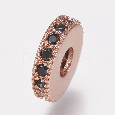 Brass Micro Pave Cubic Zirconia Bead Spacers ZIRC-K074-11A-02RG-1