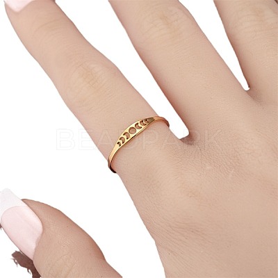 Hollow Moon Phase 304 Stainless Steel Finger Rings FS-WG454BE-06-1