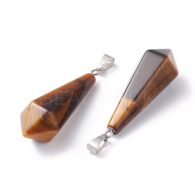 Natural Tiger Eye Pointed Pendants G-I314-02P-07-1