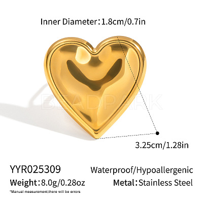 Stainless Steel Heart Cuff Rings WE6095-1-1