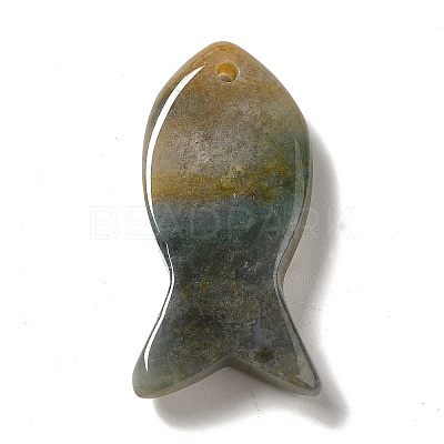 Natural Moss Agate Pendants G-G932-B14-1