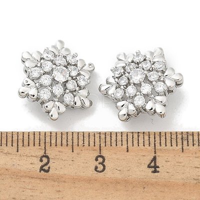 Rack Plating Brass Micro Pave Clear Cubic Zirconia Buttons KK-K293-11P-1