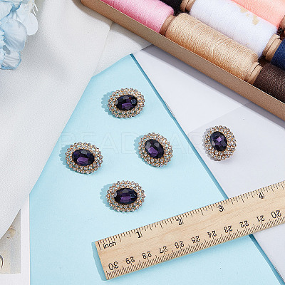 4Pcs 1-Hole Alloy Glass Shank Buttons FIND-DR0001-99B-1