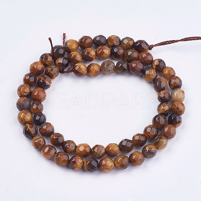Natural Tiger Eye Round Bead Strands X-G-R203-6mm-1