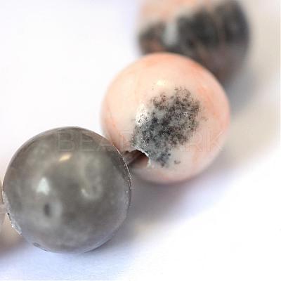 Natural Pink Zebra Jasper Round Bead Strands G-E334-10mm-11-1