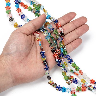 Star Handmade Millefiori Glass Beads Strands LK-R004-33-1