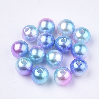 Rainbow ABS Plastic Imitation Pearl Beads OACR-Q174-6mm-02-1