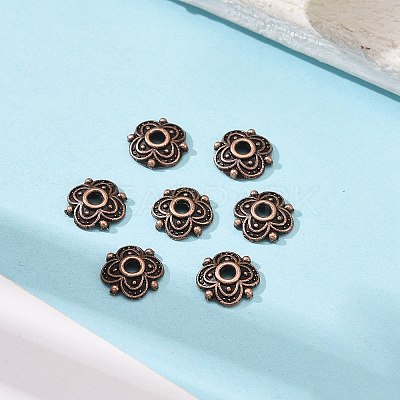 4-Petal Tibetan Style Alloy Flower Bead Caps LS-TIBE-S222-R-NR-1