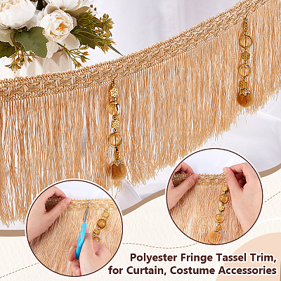 4M Polyester Fringe Tassel Trim DIY-OC0013-37C-1