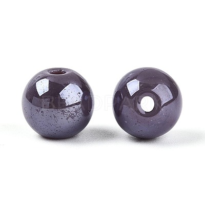Electroplate Round Glass Beads Strands EGLA-T029-07B-1
