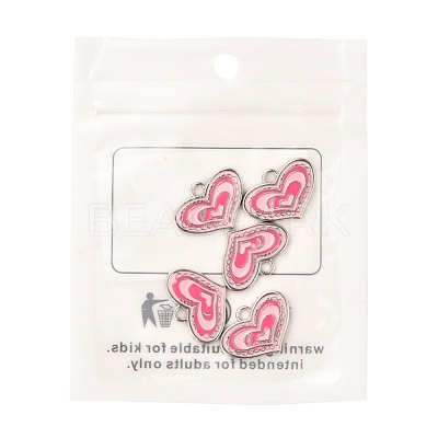 Pink Alloy Enamel Heart Charm Pendants Great for Mother's Day Gifts Making X-ENAM-19.5X19.5-1