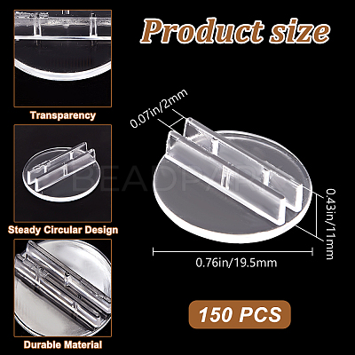 150Pcs Round Transparent Plastic Card Holder KY-CP0001-19-1