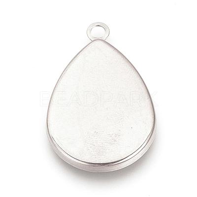 Tarnish Resistant 201 Stainless Steel Pendant Cabochon Settings STAS-S057-34-1