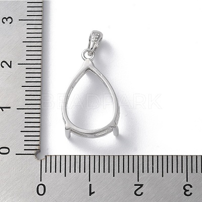 Rhodium Plated Rack Plating 925 Sterling Silver Pendants Cabochon Settings STER-NH0001-49A-P-1